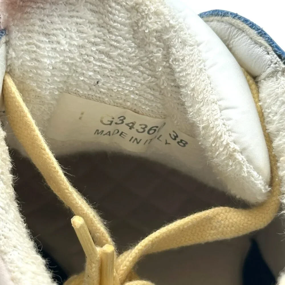 Chanel Cobalt Blue & Butter Yellow Logo Sneakers